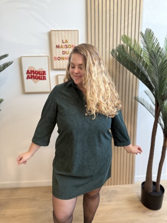 Robe tunique cotelés Isadora vert