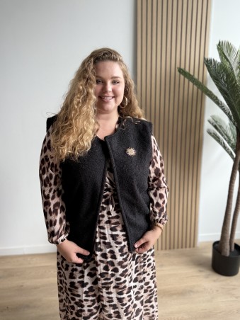Gilet sans manches avec broche Lucia noir