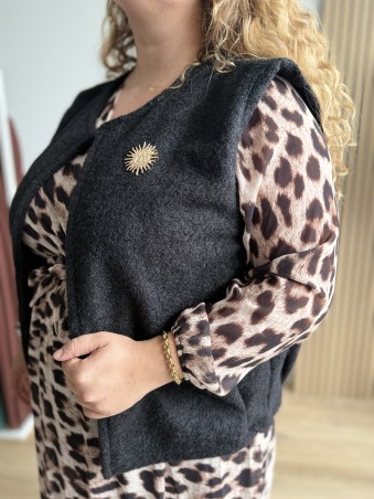 Gilet sans manches avec broche Lucia noir