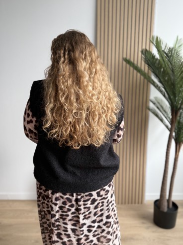 Gilet sans manches avec broche Lucia noir