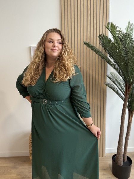 Robe longue haut plissé Pietra vert sapin