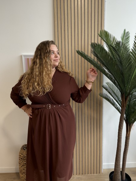 Robe longue haut plissé Pietra chocolat