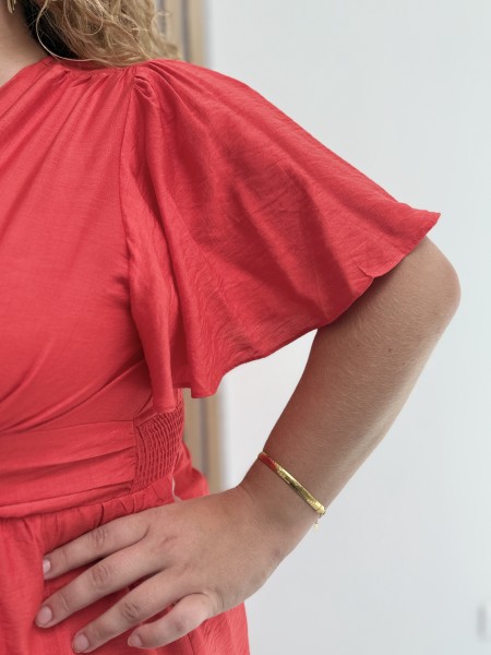 Robe courte et fluide "Manon" unie corail