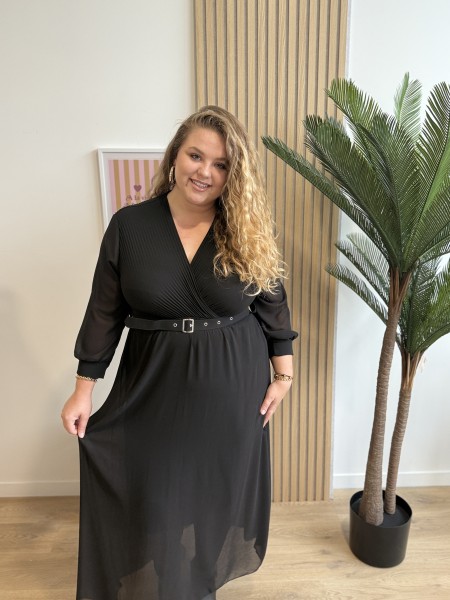 Robe longue haut plissé Pietra noir
