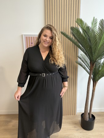 Robe longue haut plissé Pietra noir