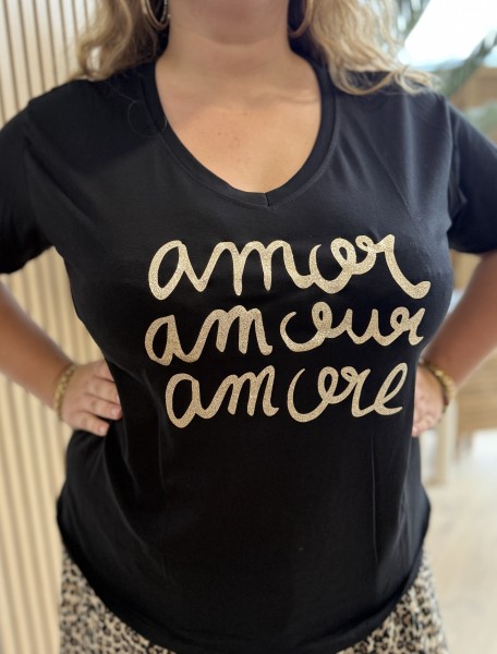 Tee shirt amor amour amore Leonor noir