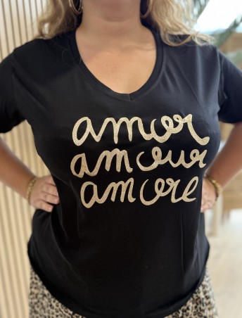 Tee shirt amor amour amore Leonor noir