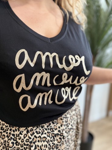 Tee shirt amor amour amore Leonor noir