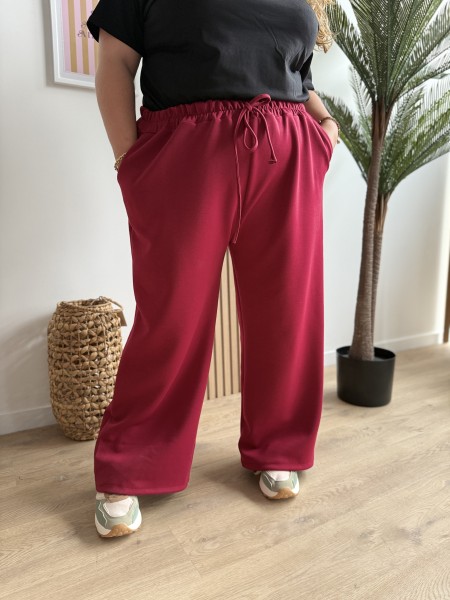 Pantalon uni Jog bordeaux