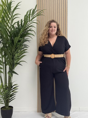 Combinaison fluide "Tina" noire avec ceinture corde incluse TU