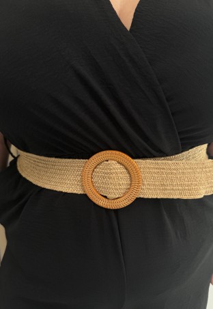 Combinaison fluide "Tina" noire avec ceinture corde incluse TU