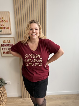 Tee shirt amor amour amore Leonor bordeaux