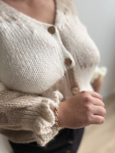 Gilet tricot beige et blanc Viviana