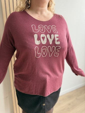 Pull fin love love love Adelina bordeaux