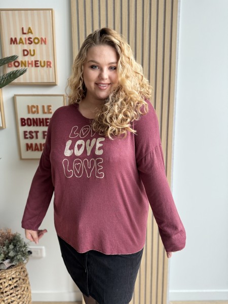 Pull fin love love love Adelina bordeaux