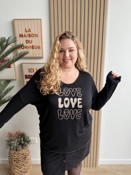 Pull fin love love love Adelina noir