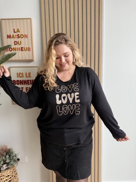 Pull fin love love love Adelina noir