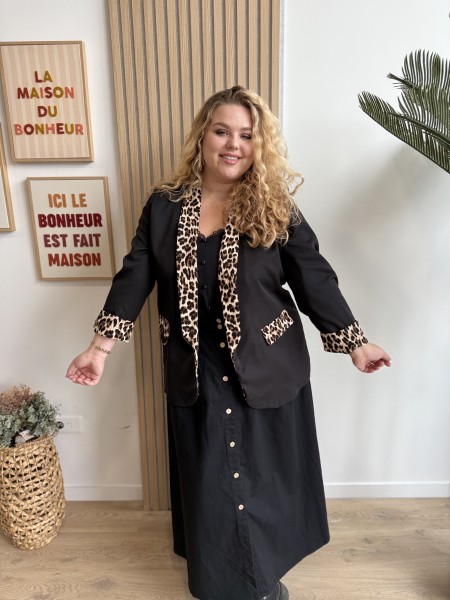 Blazer uni "Lya" noir léopard