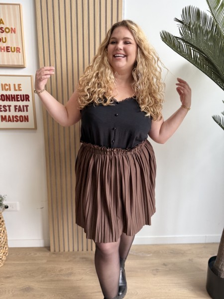Jupe plissée Savina marron