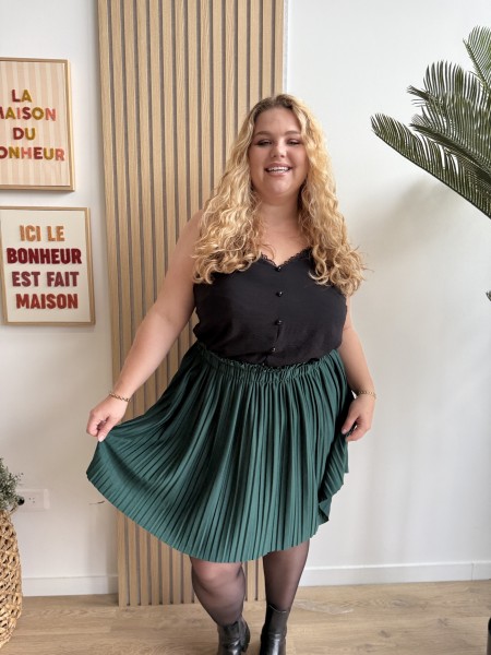 Jupe plissée Savina vert sapin