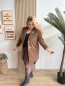 Manteau broche manches léopard marron Manteau broche manches léopard marron