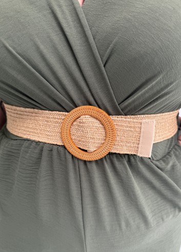 Combinaison fluide "Tina" kaki avec ceinture corde incluse TU