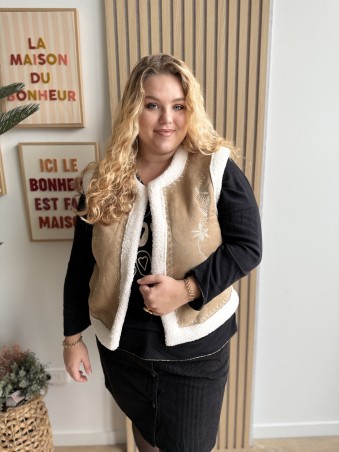 Gilet sans manches Sherpa broderie Bella