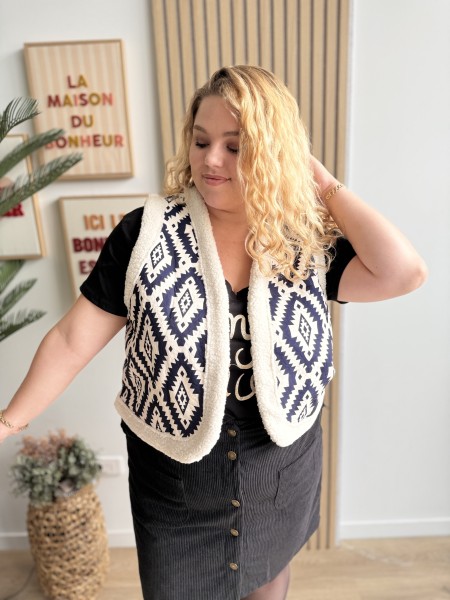 Gilet sans manches Sherpa géométrique Samia