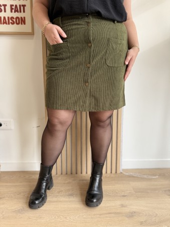Jupe velours côtelés Dora kaki