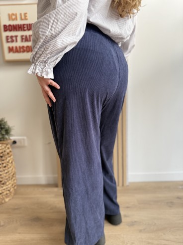 Pantalon velours côtelés bleu