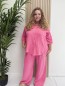 Ensemble chemise + pantalon gaze de coton uni fuschia