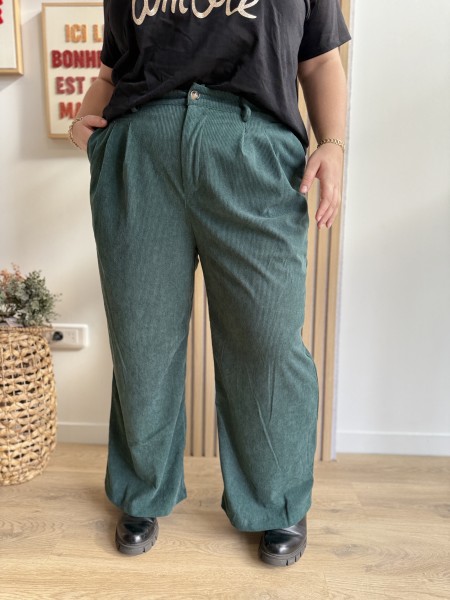 Pantalon velours côtelés vert