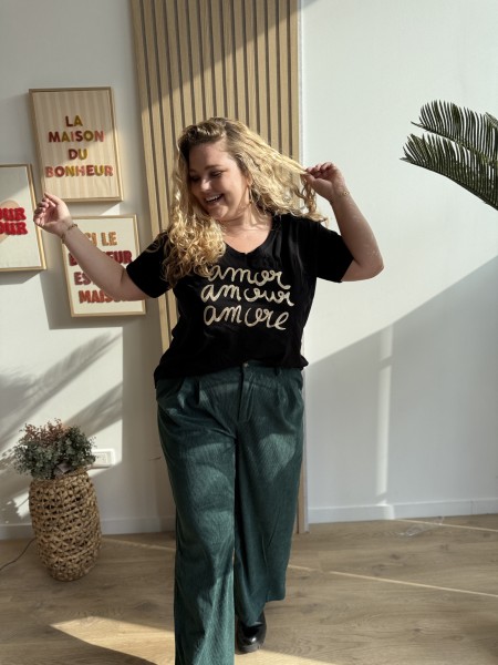 Pantalon velours côtelés vert