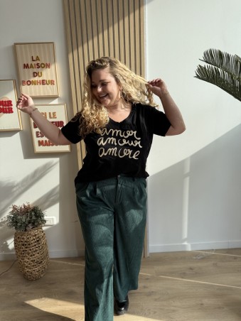 Pantalon velours côtelés vert