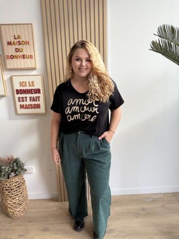 Pantalon velours côtelés vert