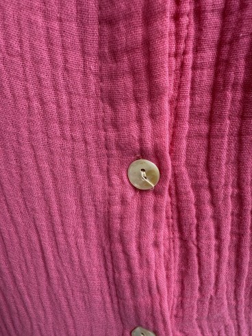 Ensemble chemise + pantalon gaze de coton uni fuschia