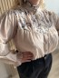 Chemise coton rayures broderie Ninon camel Chemise coton rayures broderie Ninon camel
