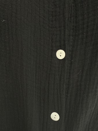 Ensemble chemise + pantalon gaze de coton uni noir