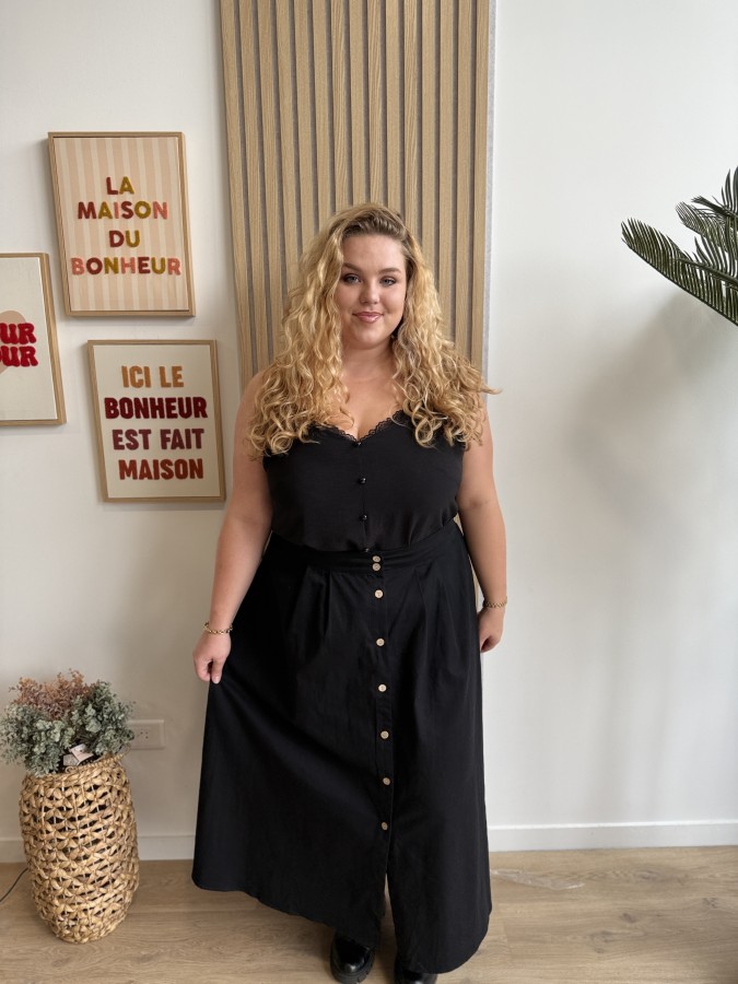Jupe longue unie Fanny noir