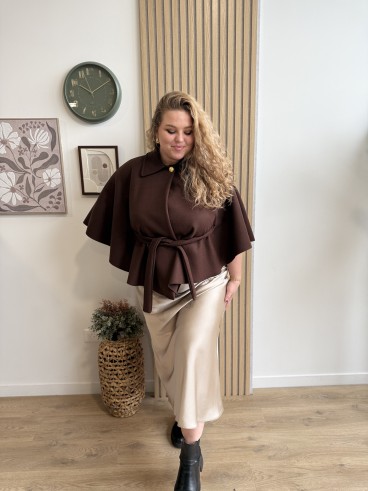 Jupe longue satine curvy Oceane champagne