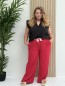 Pantalon fluide fuschia "Jade" avec ceinture fleurie en tissu