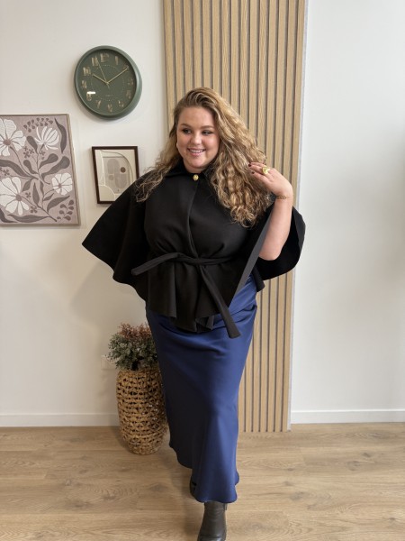 Jupe longue satine curvy Oceane bleu marine