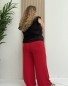 Pantalon fluide fuschia "Jade" avec ceinture fleurie en tissu