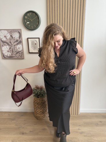 Jupe longue satine curvy Oceane noir