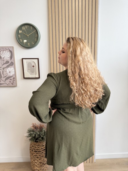 Robe courte ceinturée Constance kaki