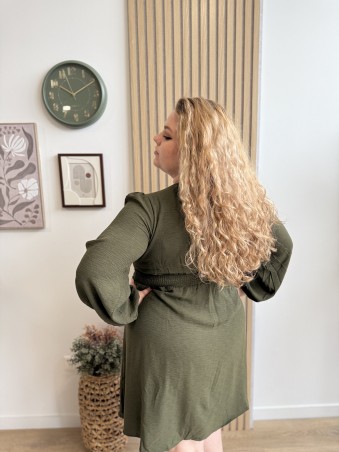 Robe courte ceinturée Constance kaki