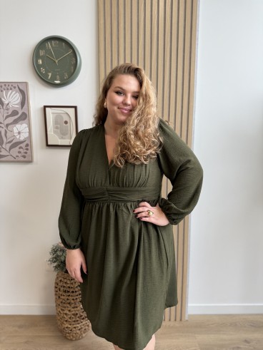 Robe courte ceinturée Constance kaki