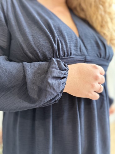 Robe courte ceinturée Constance bleu marine