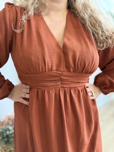 Robe courte ceinturée Constance camel