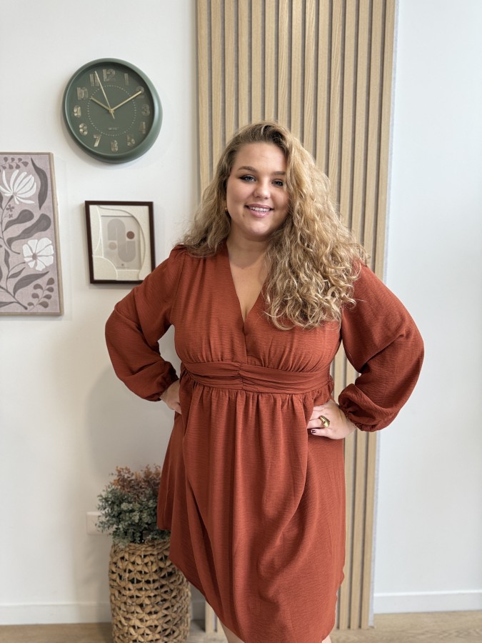 Robe courte ceinturée Constance camel